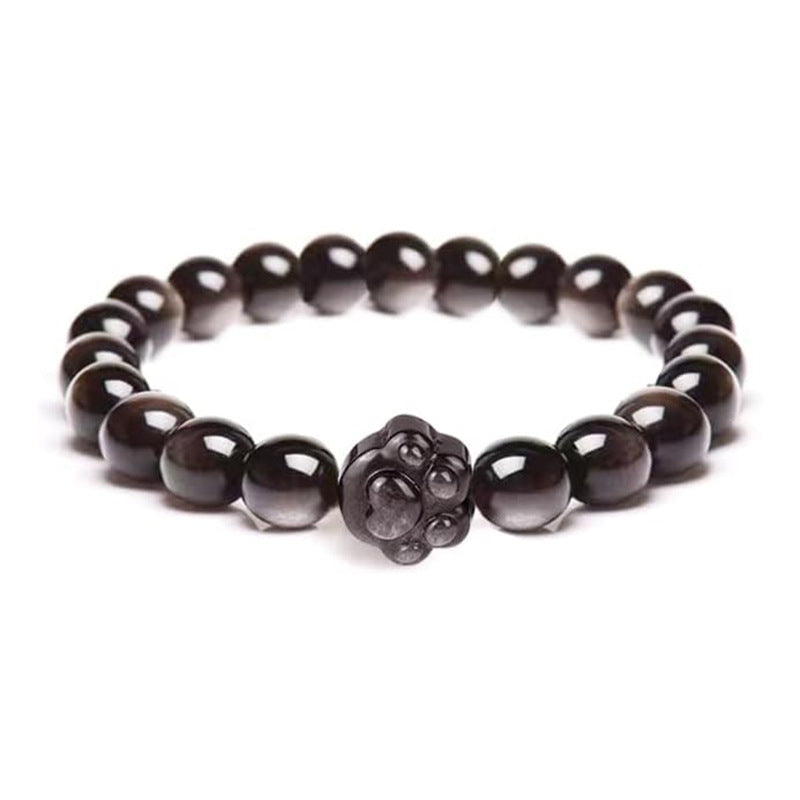 Cat Pendant Silver Stone Tigereye Amethyst Bracelet