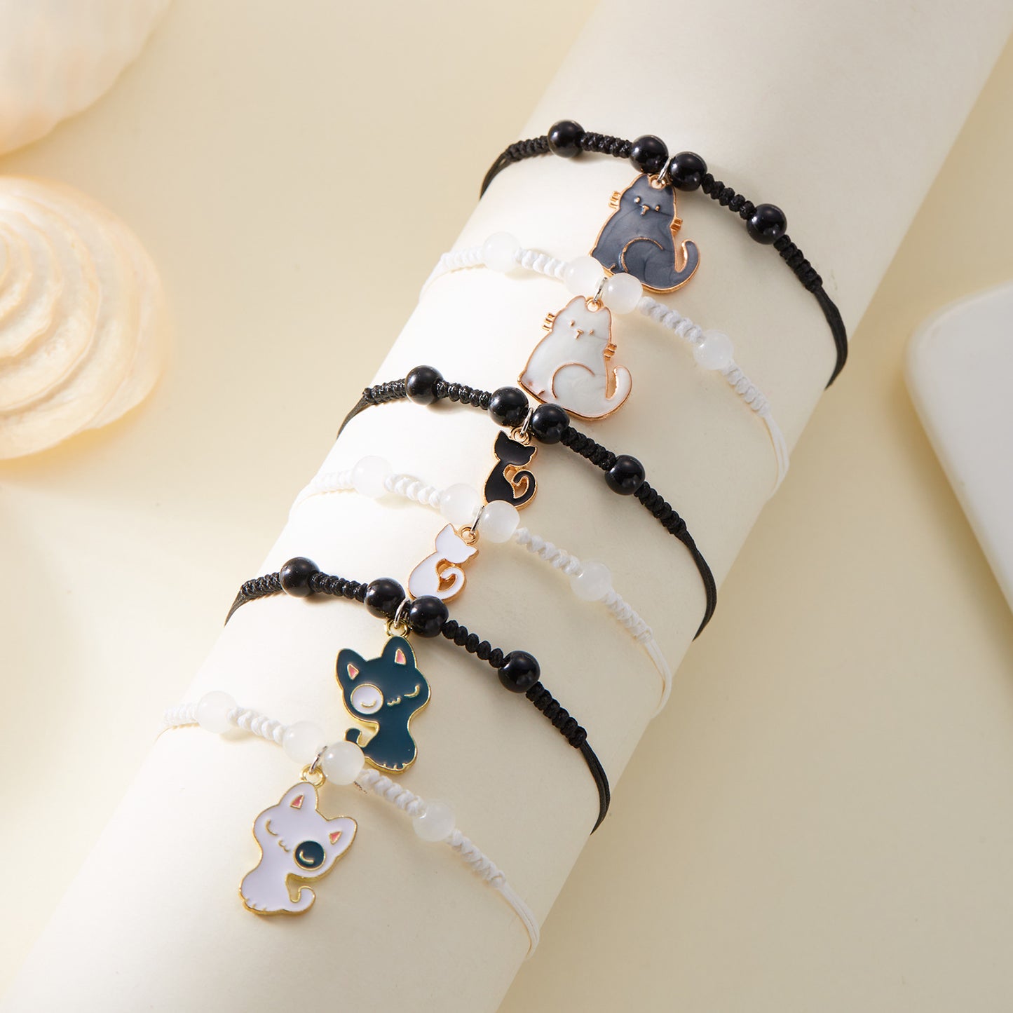 Black And White Cat Bracelet Stylish Pendant Couple
