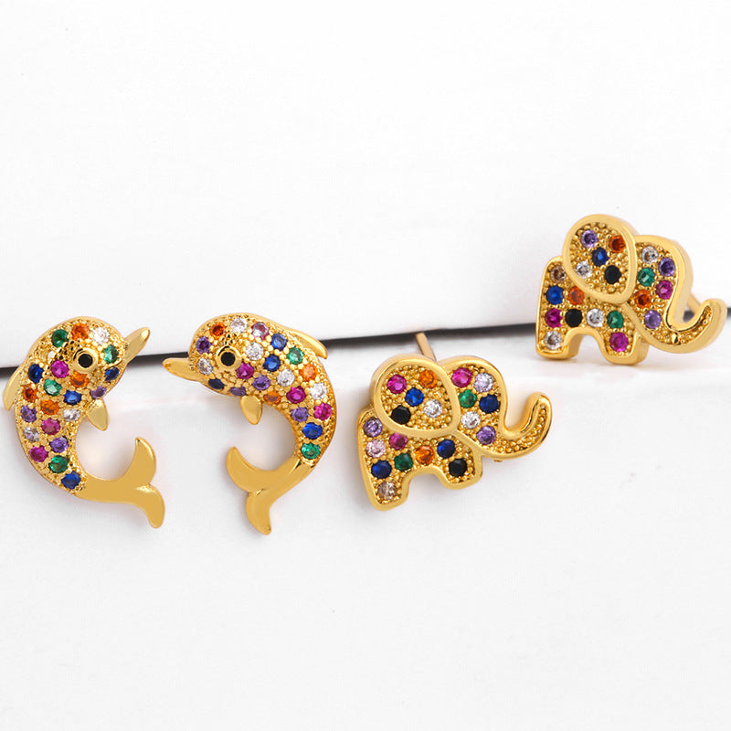 Stud Earrings Simple Animal Stud Elephant
