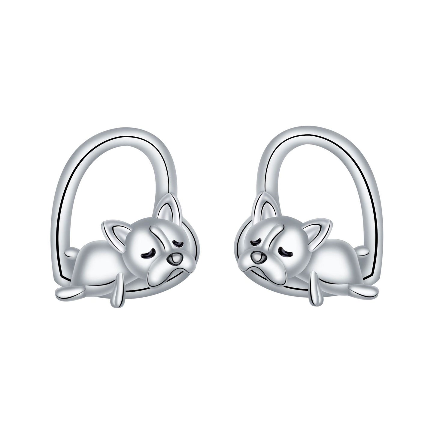 925 Silver Needle Animal Stud Earrings Dog