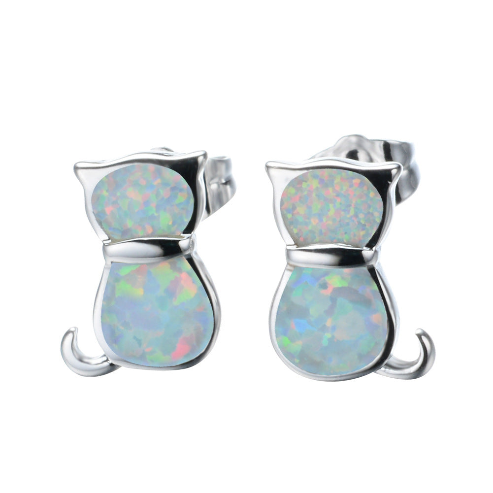 Women's Fashion Statement Cat Stud Earrings