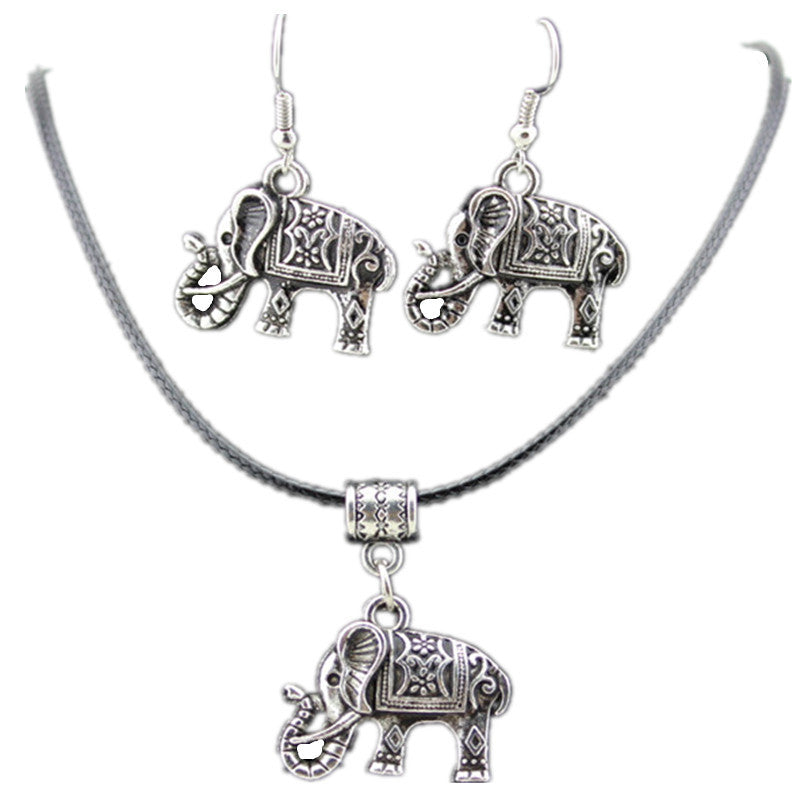 Alloy Elephant Necklace Earrings Jewelry Suit Lot