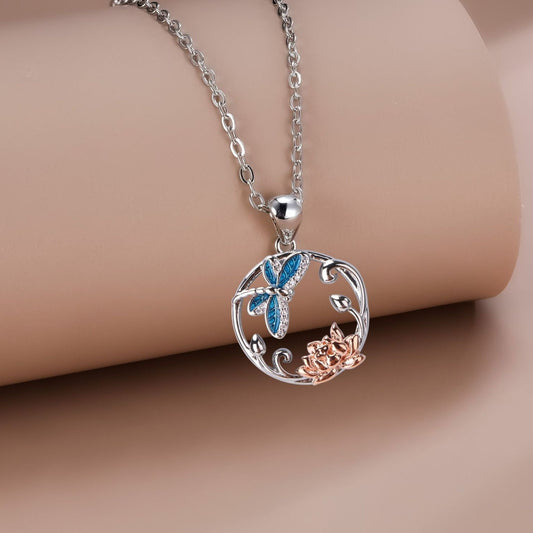 Dragonfly Necklace On Lotus Flower Female Clavicle Chain Fashion Design Jewelry