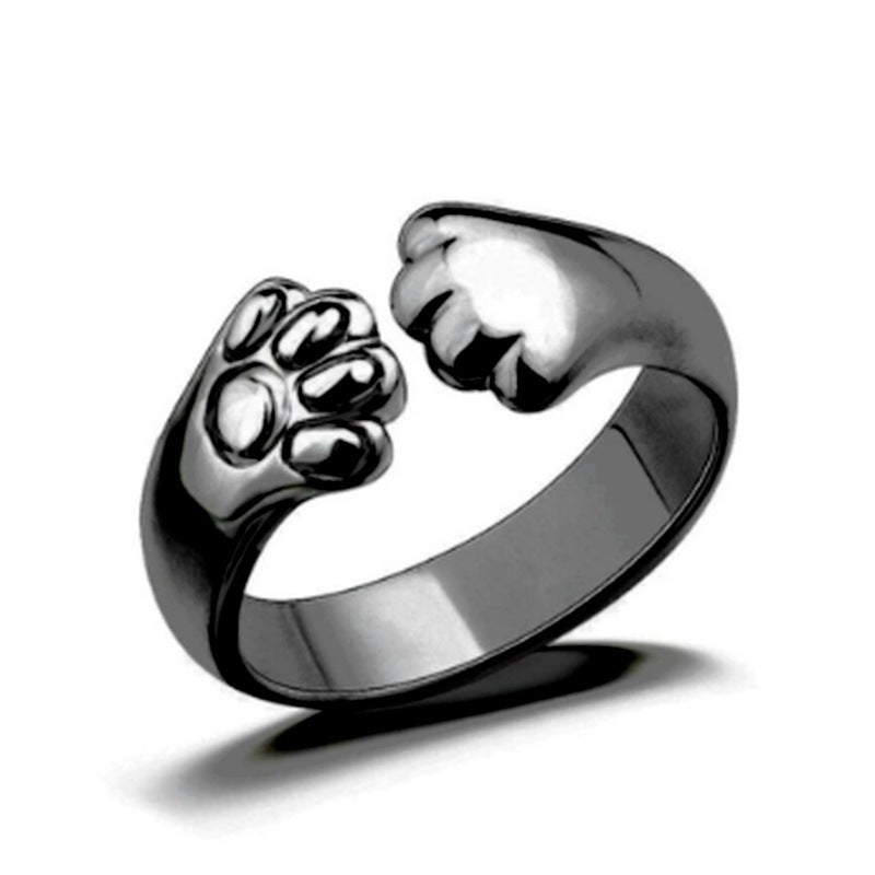 European And American Animal Bear Paw Ring