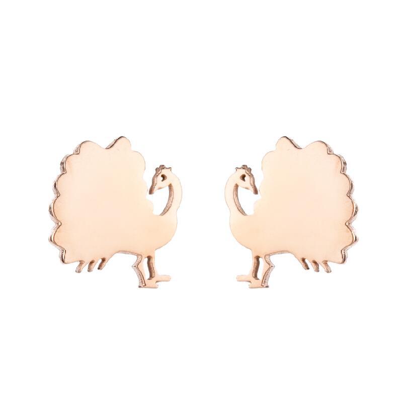 Animal Earrings Peacock Dinosaur Earrings Female Stainless Steel Simple Tortoise Hedgehog Ear Bone Nails