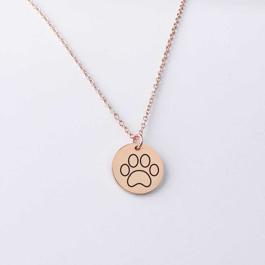 Stainless Steel Disc Lettering Dog Paw Pattern Jewelry Pendant