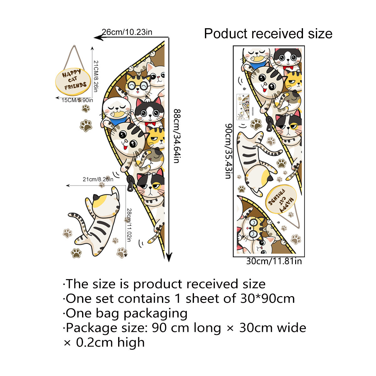 Cartoon Animal Naughty Kitten Decorative Wall Sticker