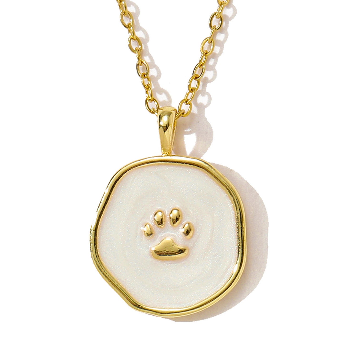 18K Real Gold Plated Drop Oil Cat's Paw Dog's Paw Pendant Necklace