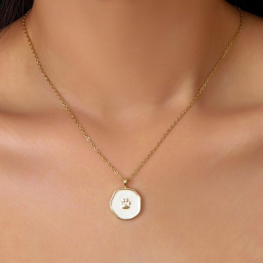 18K Real Gold Plated Drop Oil Cat's Paw Dog's Paw Pendant Necklace