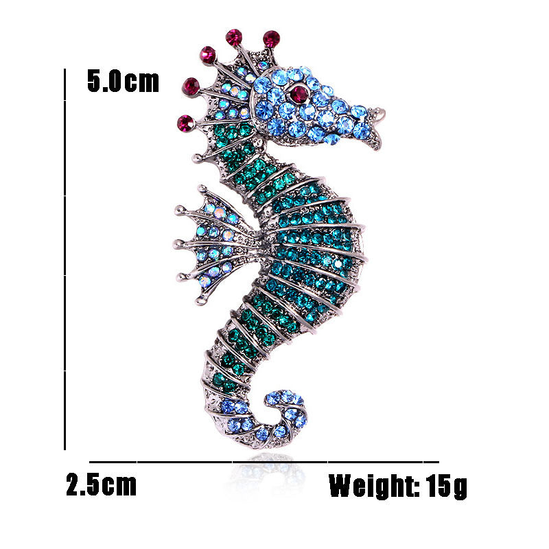 Full Diamond Seahorse Animal Brooch Men's Clothing Accessories Pin