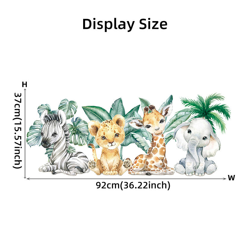 Cartoon Cute Animal Lion Elephant Giraffe Sticker