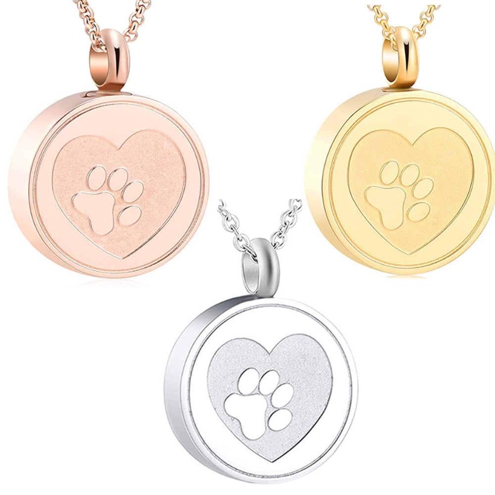 Three-color Stainless Steel Circular Paw Print Commemorative