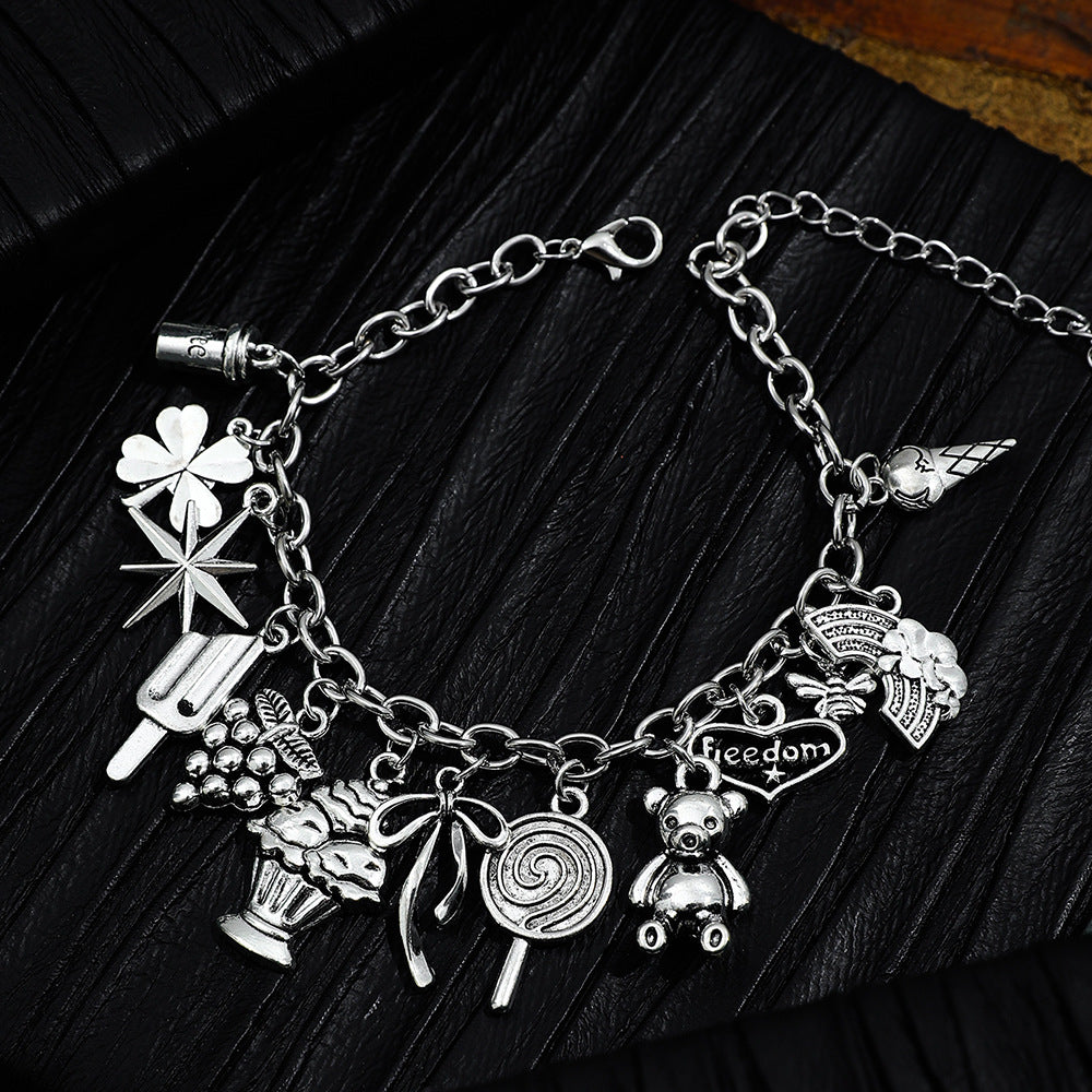 Punk Style Multi-element Bracelet With Personalized Airplane Letters