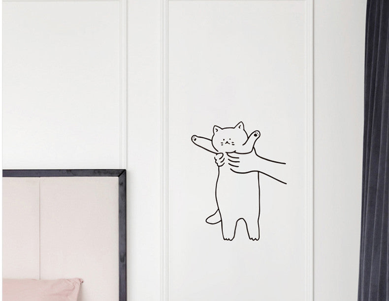 Cute Cat Funny Interactive Glass Door Anti-collision Sticker Clothing Pet Shop Cat Coffee Decoration Wall Sticker