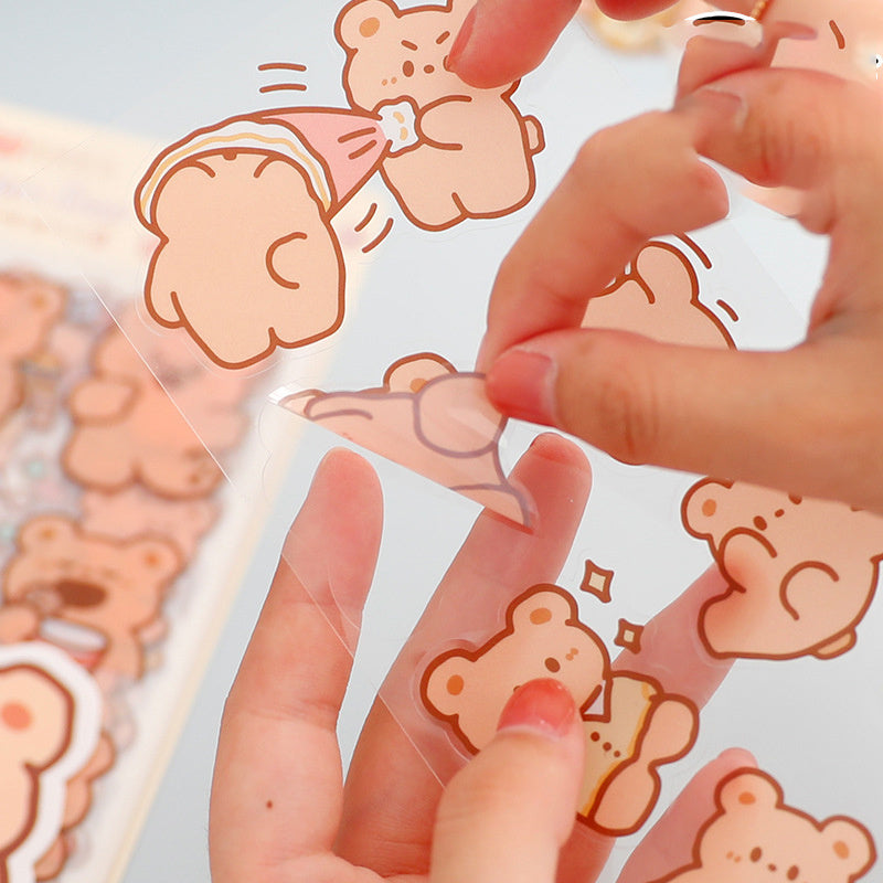 Cute Cream Bear Rabbit Waterproof PET Creative Sticker Package