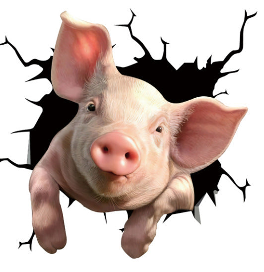 Piggy Sticker Creative Broken Hole Window Static Sticker