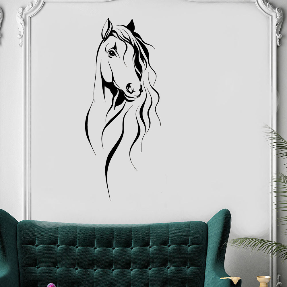 Creative Removable Animal Horse Head Pattern Wall Sticker