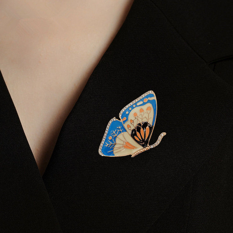 Vintage Butterfly Drip Glazed Enamel Brooch For Women