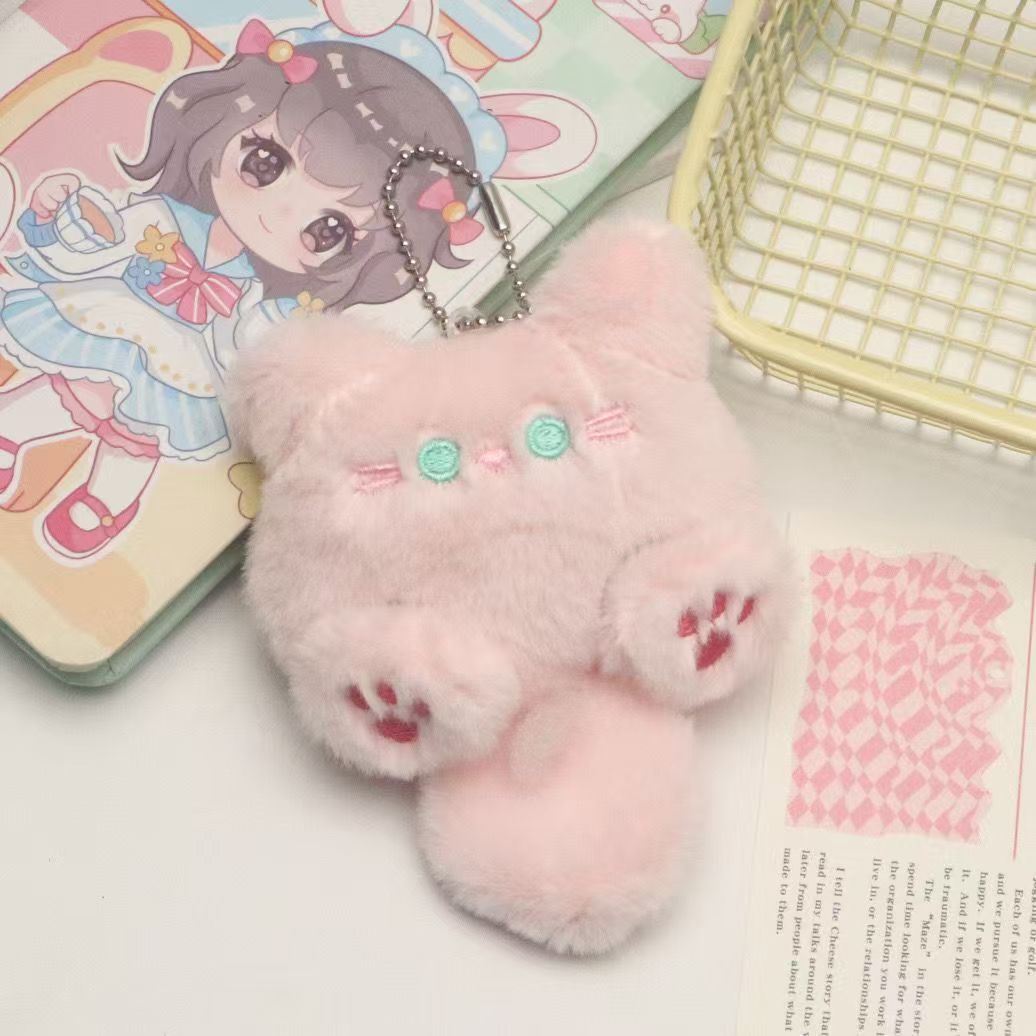 Cartoon Plush Cute Long Tail Cat Doll Pendant Decorative Keychain
