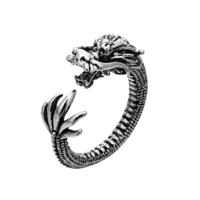 Vintage Punk Snake Dragon Animal Ring