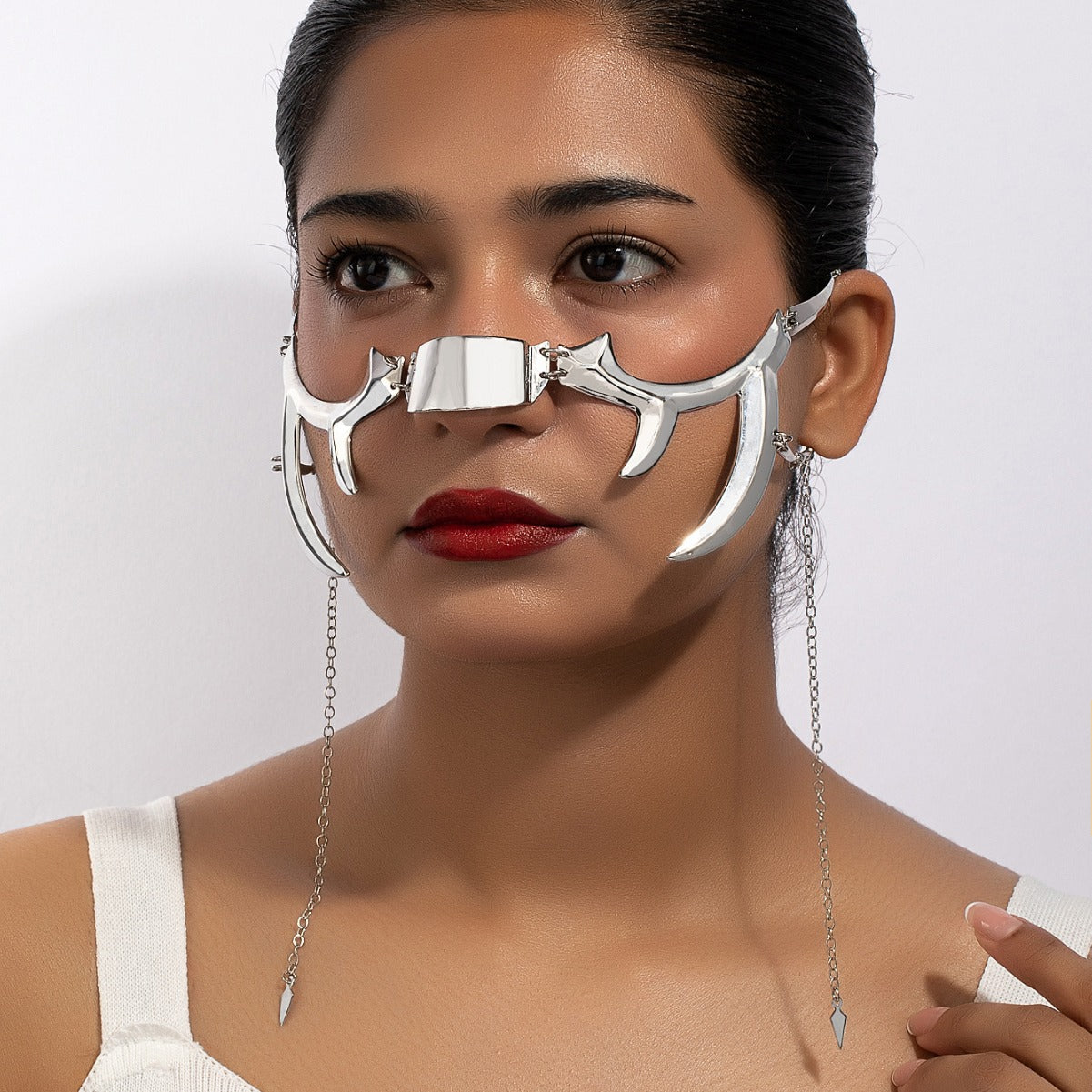Fluid Lip Ring Face Decoration Earring Set