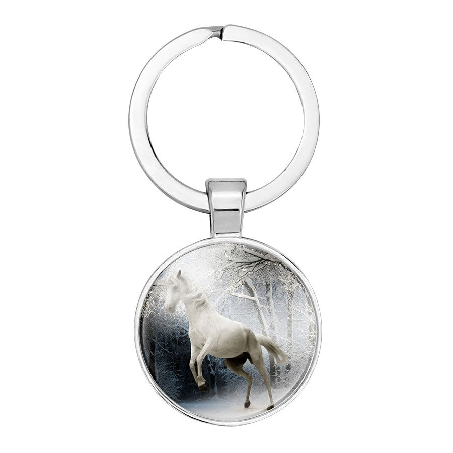 Hot Selling Horse Time Gem Glass Keychain