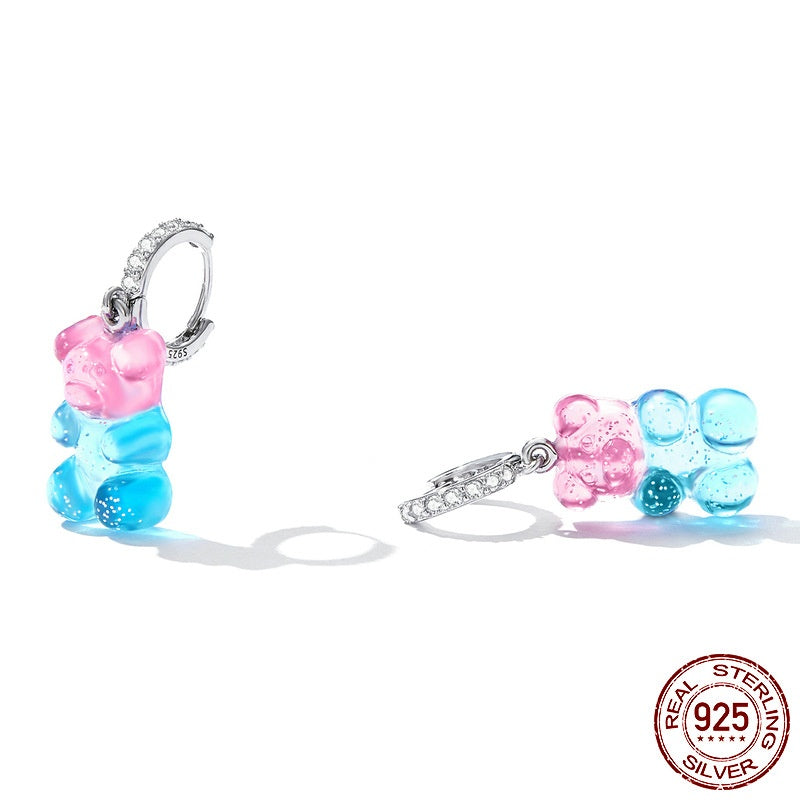 Gradient Candy Bear Earring Ear Clip Spring Girl Wear