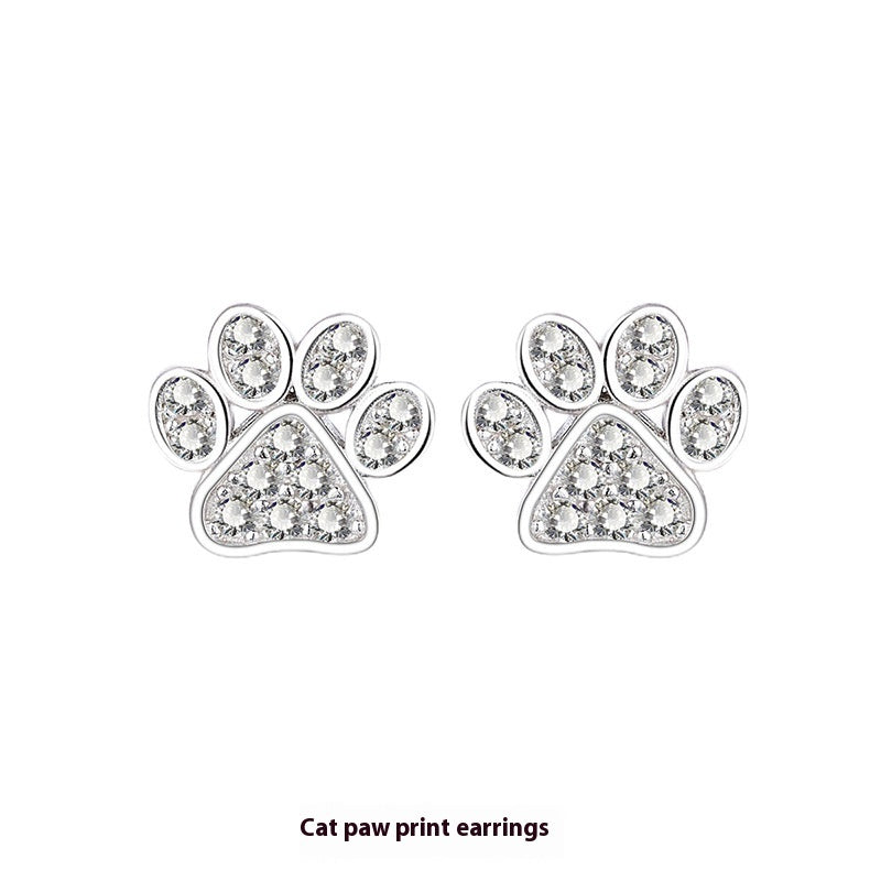 Daily Simple 925 Sterling Silver Cat's Paw Stud Earrings
