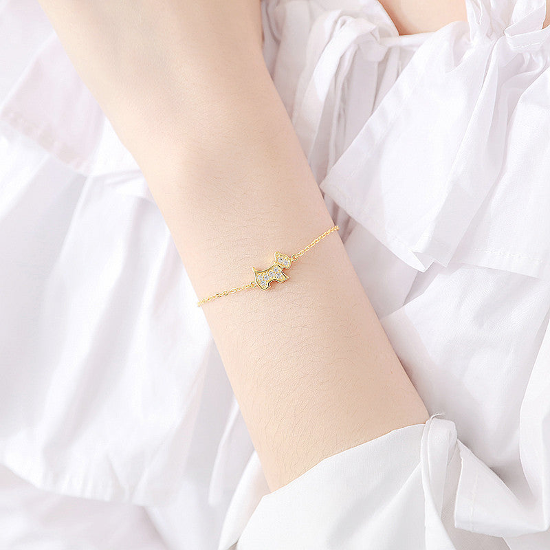 Fashion Gold Dog Bracelet With Zircon