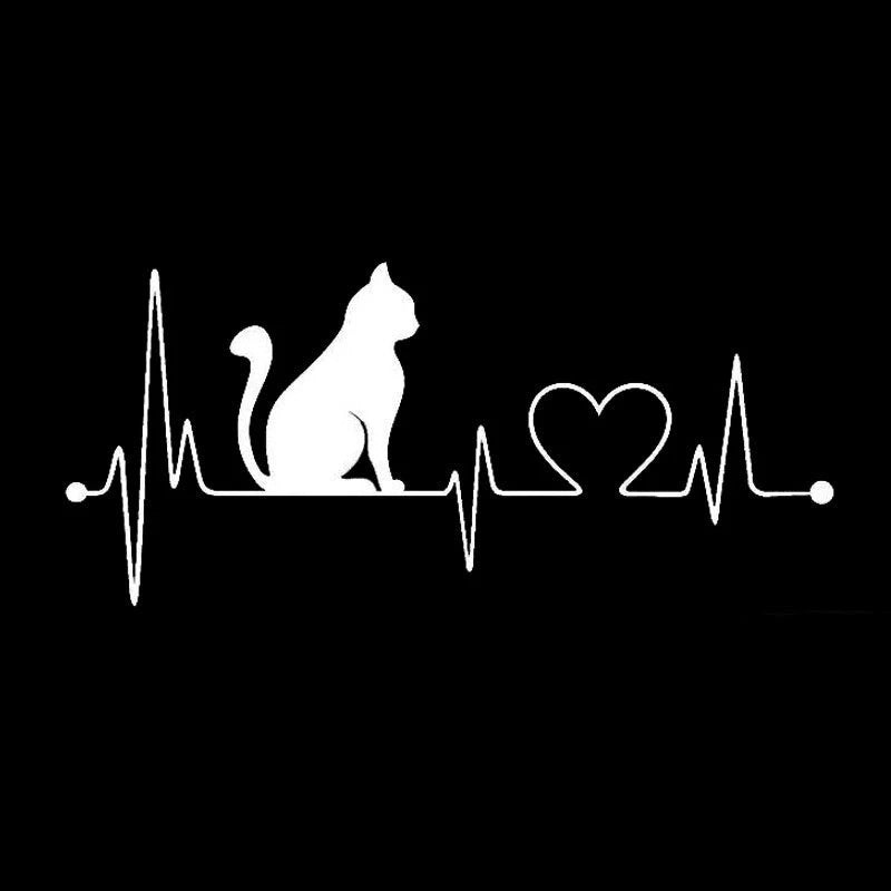 Pet Cat Heartbeat Lifeline Vinyl Sticker