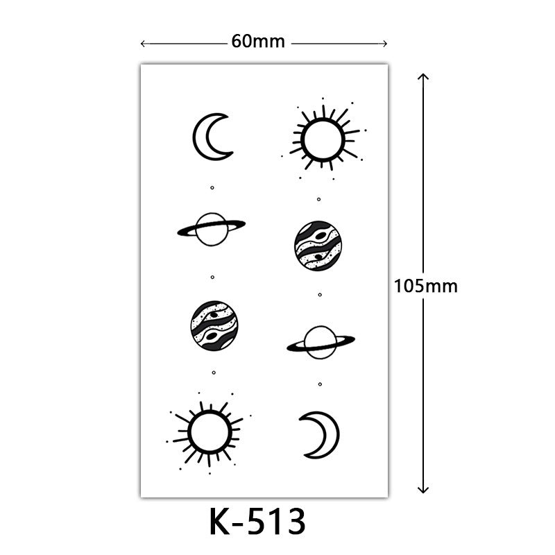 English Letter Flower Butterfly Sketch Line Waterproof Tattoo Sticker