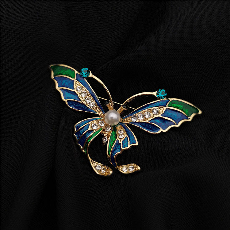 Retro Court Mid-ancient Style Western Enamel Butterfly Brooch