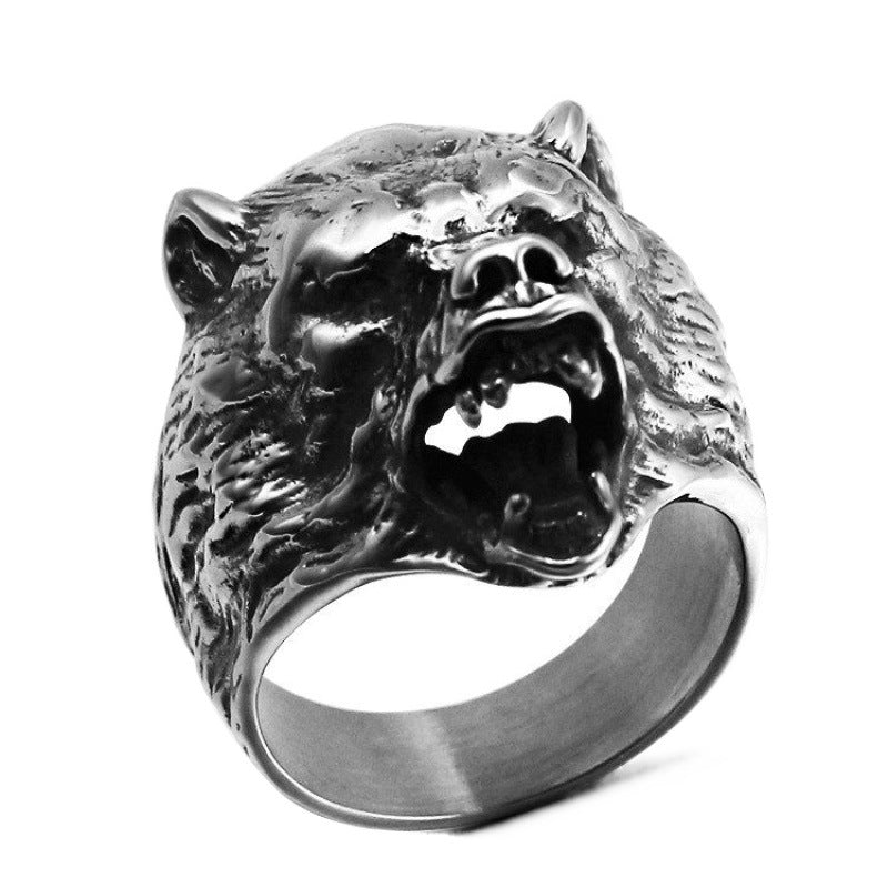 Wolf Head Men And Women Couple Animal Stainless Steel Ring