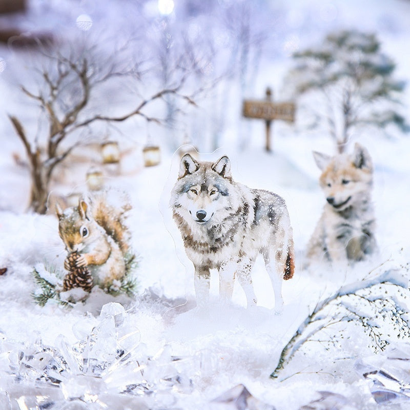 Beautiful Day Winter Animal Landscaping PET Sticker Bag