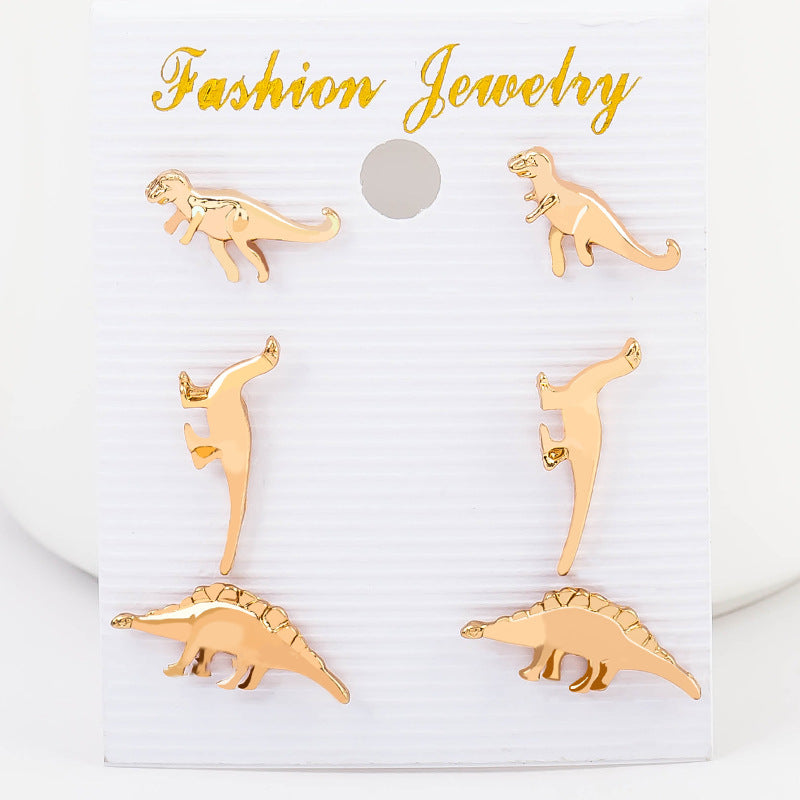 Small Animal Dinosaur Set Personalized Earrings