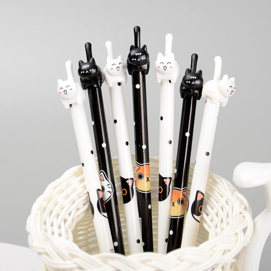 Black White Cat Pattern Office School Supplies Gel Pen