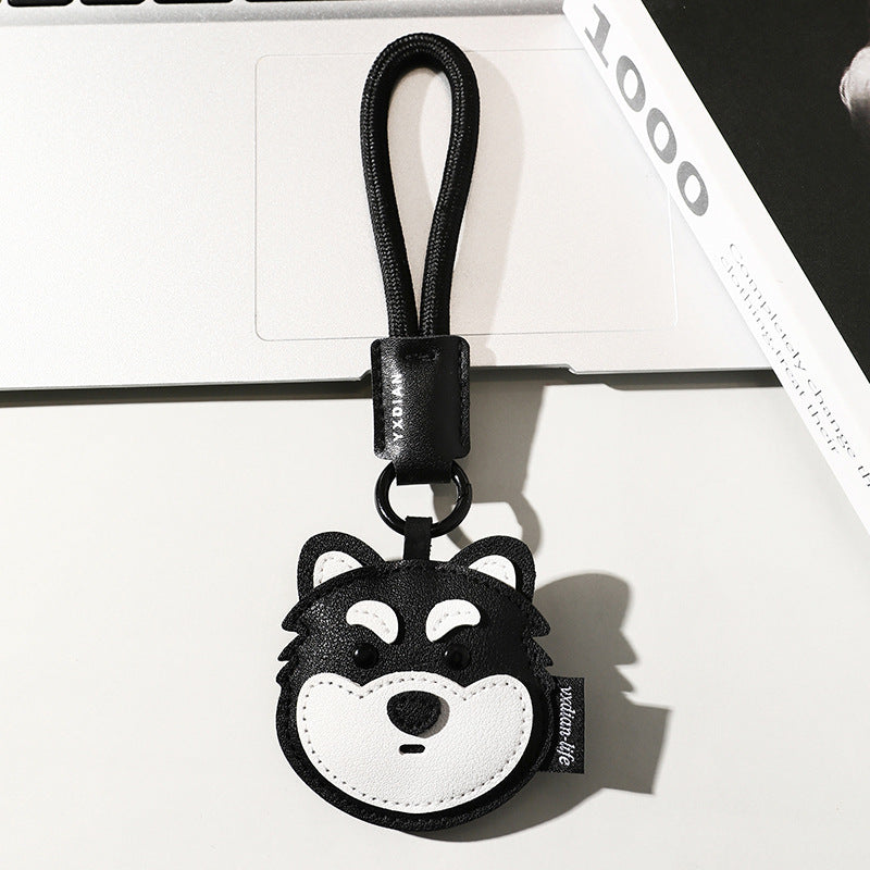Cute Leather Puppy Kitten Simple Cartoon Car Keychain Pendant