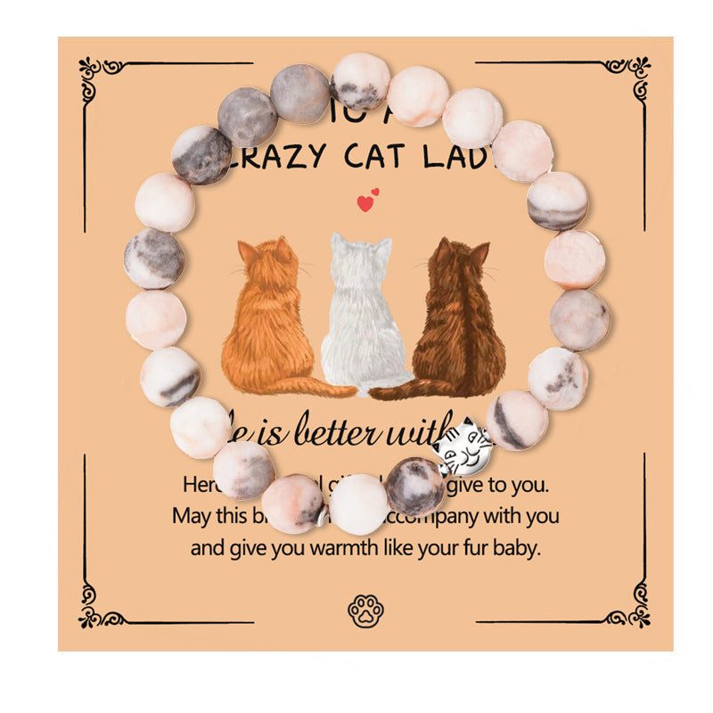 Fashion Jewelry Natural Stone Cat Bracelet Black Magnet Tiger Spot Bracelet