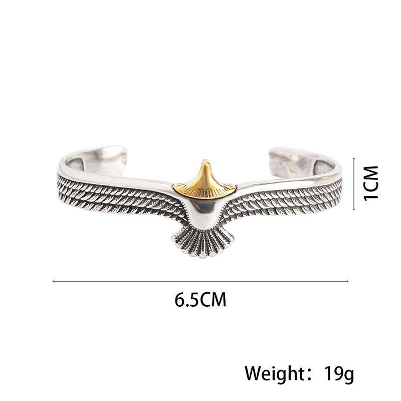 Ethnic Nordic Antique Silver Plated Bangle Eagle Hawk Cuff Bracelet For Men Viking Jewelry
