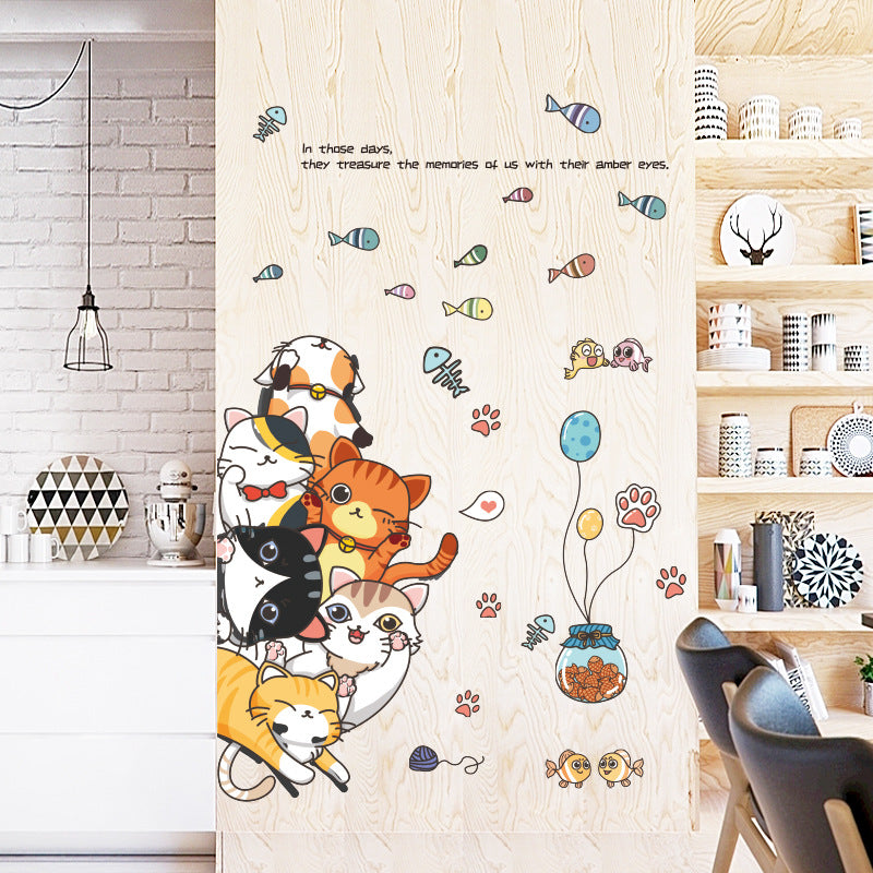 Cat Jiaraohan Children's Room Bedroom Decorative Door Sticker
