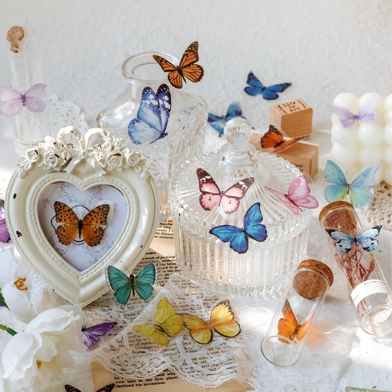 PET Sticker Bag Butterfly Nature Series Fresh And Retro Notebook Material Decoration Stickers