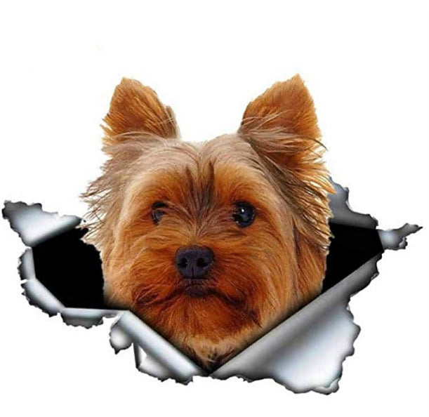 Aliauto 3D Pet Dog Vinyl Sticker Ripped Metal Animal Car Sticker Window Bumper 13x13cm