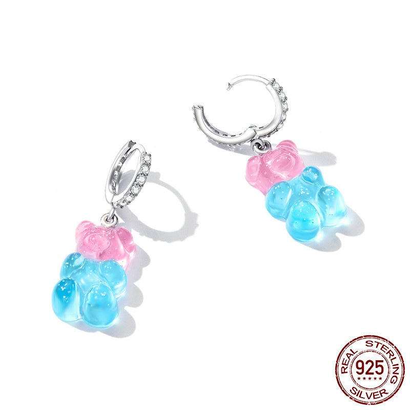 Gradient Candy Bear Earring Ear Clip Spring Girl Wear