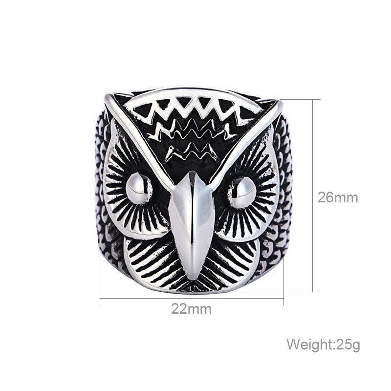 Animal Stainless Owl Titanium Steel Ring