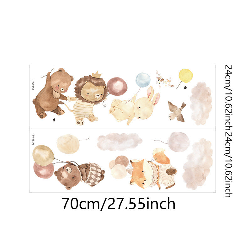 Cartoon Small Animal Balloon Cloud Children's Room Decorative Wall Sticker
