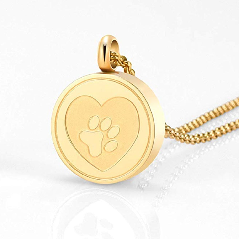 Three-color Stainless Steel Circular Paw Print Commemorative