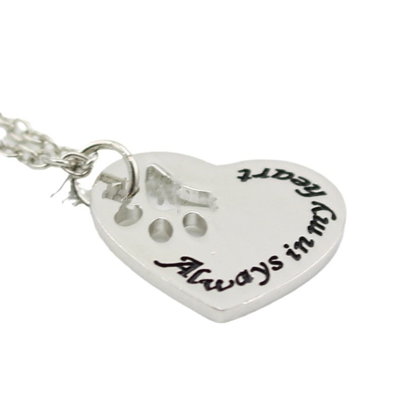 Alley In My Heart Pet Paw Print Love Necklace