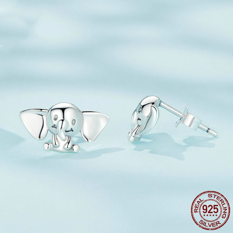 S925 Sterling Silver Elephant Stud Earrings Adorkable Childhood Animal