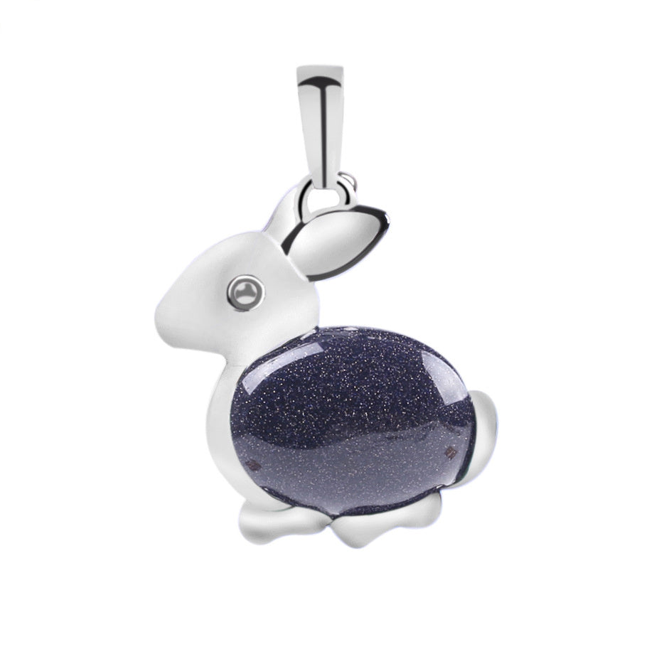 Crystal Jewelry Rabbit Natural Stone Pendant Necklace