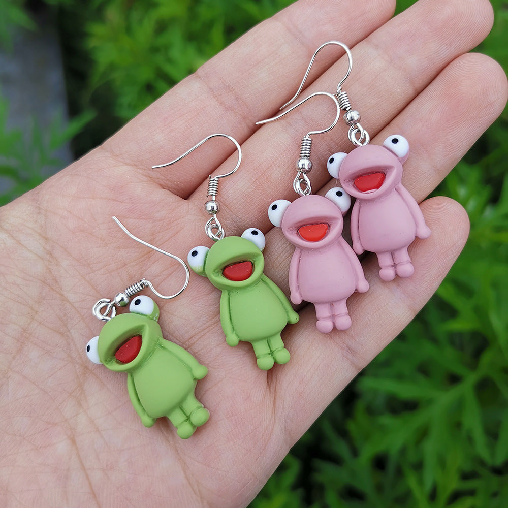 Resin Frog Animal Earrings